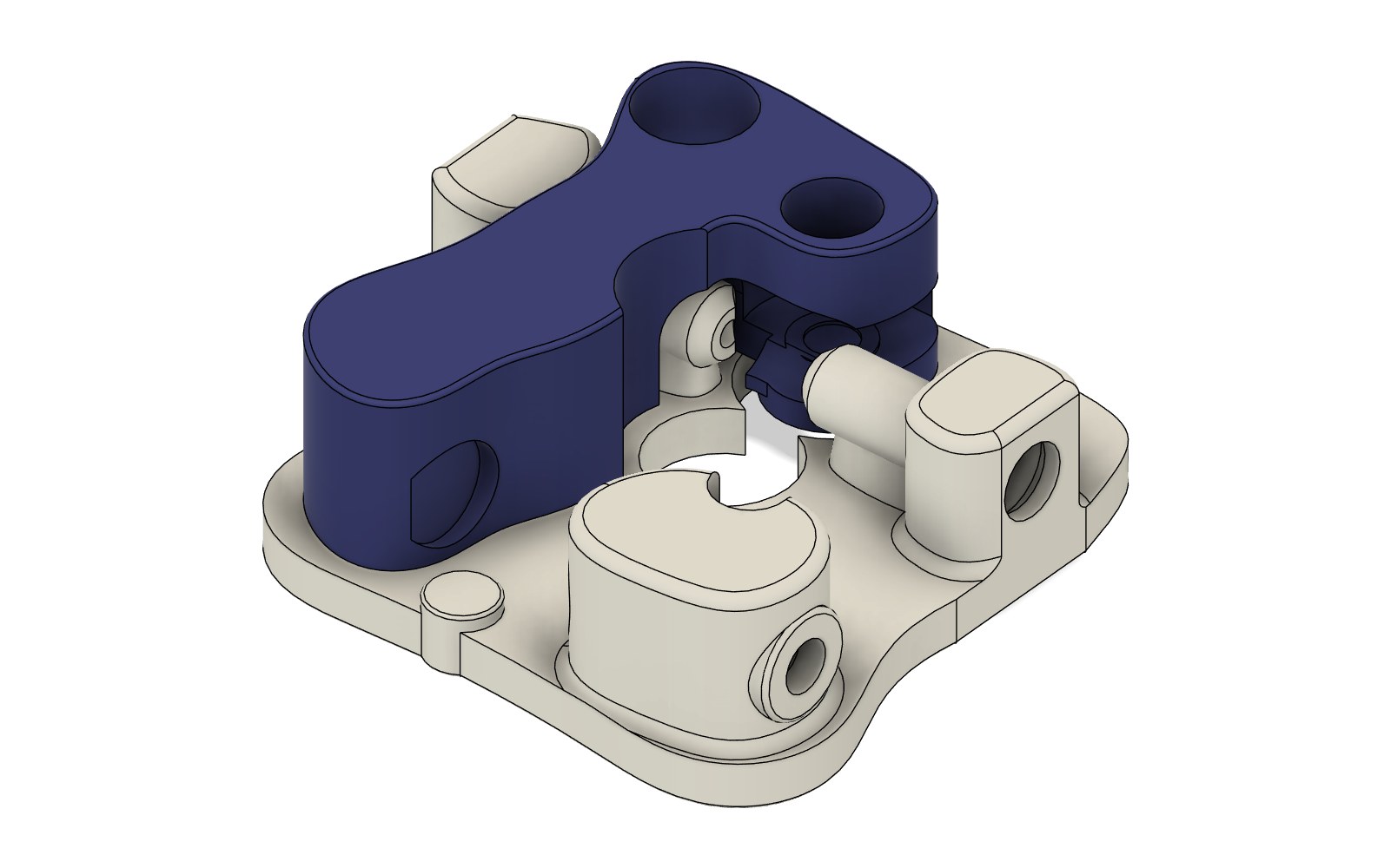Branca printed parts together: white body and blue idler arm