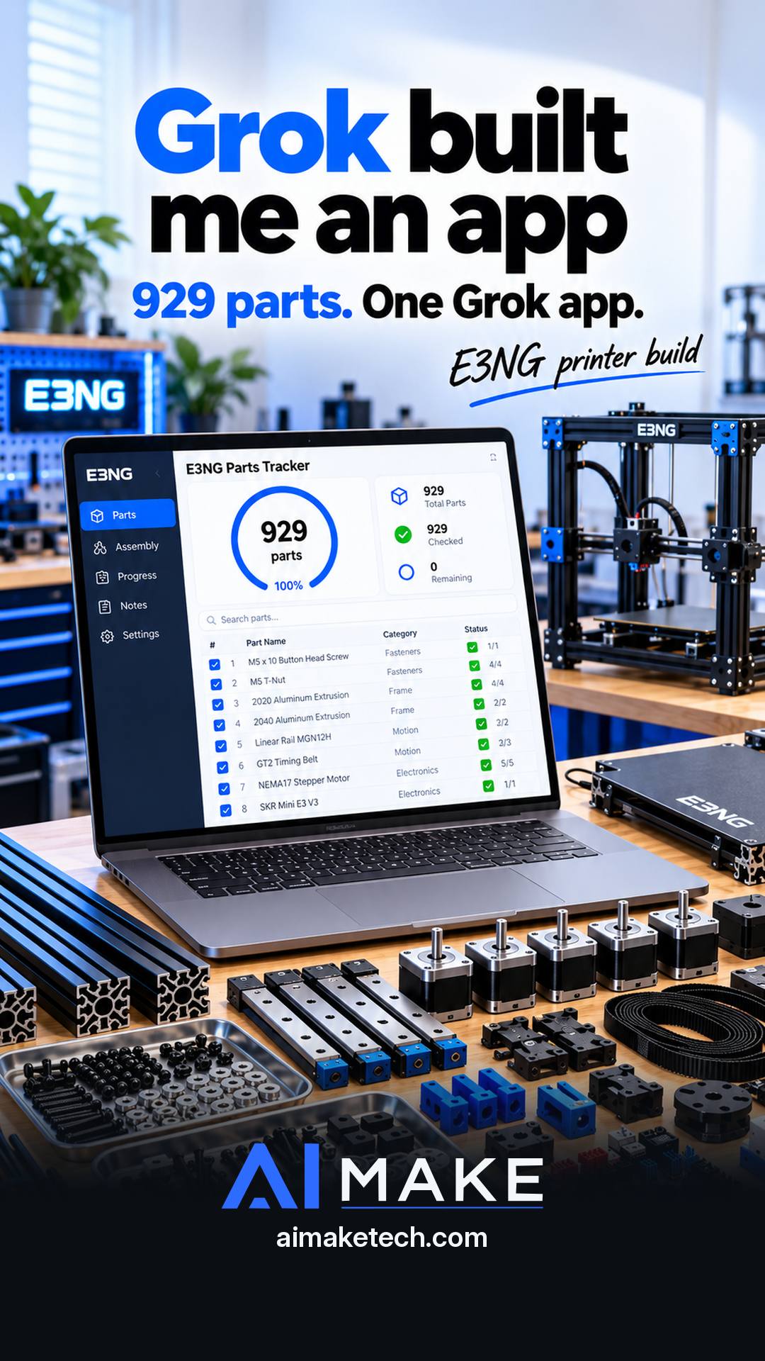 Grok Made Me an App to Track My E3NG 3D Printer Build Inventory — Short cover