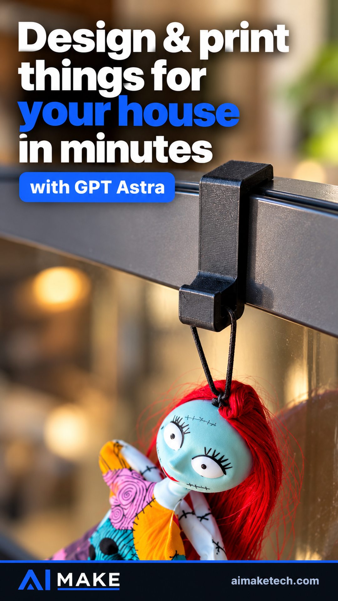 GPT Astra designed this Halloween door hook and Grok printed it in minutes — Short cover